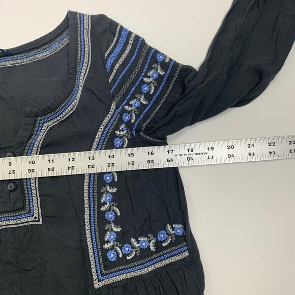 American Eagle Outfitters Black & Blue Embroidered Boho Top XS - Picture 6 of 7
